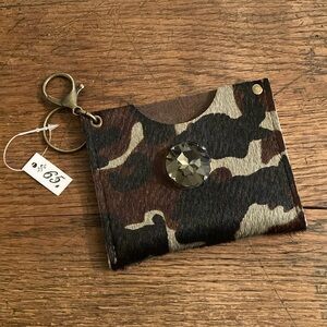 Hair on Hide Camo/Leather Keychain Card Holder/Wallet NWT